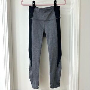 lululemon athletica Gray and Black Leggings with Ruched Ankles, Size 6